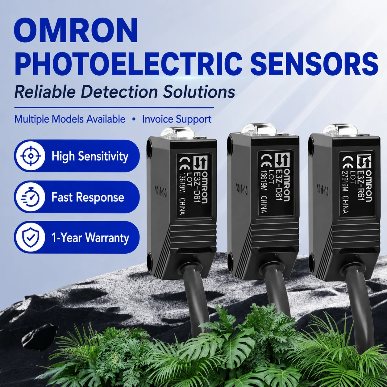 E3Z-D61, E3Z-D81 and E3Z-R61 photoelectric sensor series marketing reference