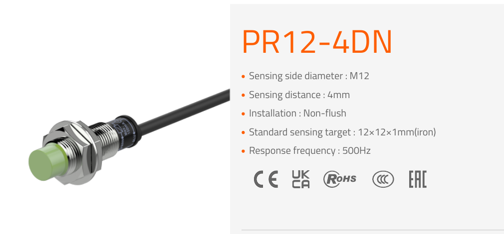 Hình tham khảo sản phẩm PR12-4DN; không phải bằng chứng hàng tồn, lô hiện tại, hàng nguyên bản, thời gian giao hoặc bảo hành
